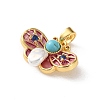 Brass Pave Blue Cubic Zirconia Pearl Pink Butterfly Pendants LS-KK-P320-11A-G-2