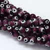 Handmade Evil Eye Lampwork Round Bead Strands LAMP-L055-6mm-04-1