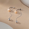 925 Sterling Silver Round Tassel Stud Earrings EJEW-D326-03P-1