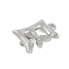 Brass Crystal Rhinestone Letter Links Connector Charms KK-S395-06P-E-2