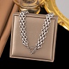 13.5MM 304 Stainless Steel Panther Chain OT Necklaces for Women NJEW-G179-03P-1