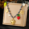 304 Stainless Steel & Plastic Flower Clover Pendant Cotton Cord Necklaces for Women NJEW-Z092-01G-01-1