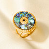 304 Stainless Steel with Natural Shell Cuff Open Rings for Women QD6142-4-1