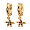 Starfish Brass Micro Pave Cubic Zirconia Hoop Earrings EJEW-F384-14G-02-4