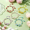 Flower Glass & Acrylic Braided Bead Adjustable Bracelets for Women BJEW-JB10446-2