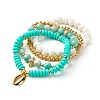 Shell Shape Cubic Zirconia Charm Stretch Bracelets Set for Teen Girl Women BJEW-JB06850-04-1