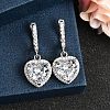 925 Sterling Silver Micro Pave Cubic Zirconia Dangle Hoop Earrings EJEW-F371-01C-01-1