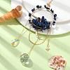 Natural Lapis Lazuli & Dyed Natural Quartz Crystal with Glass Pendant Decorations HJEW-TA00123-02-2