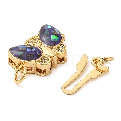 Brass Micro Pave Clear Cubic Zirconia Box Clasps KK-K385-096G-1