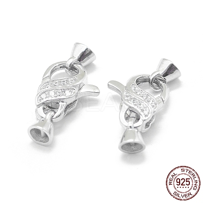 Rhodium Plated 925 Sterling Silver Lobster Claw Clasps STER-L055-063P-1
