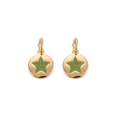 Brass Enamel Charms KK-S356-671G-NF-1