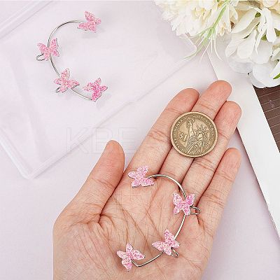 2Pcs 2 Styles Bling Butterfly Cuff Earrings EJEW-SC0001-26B-1