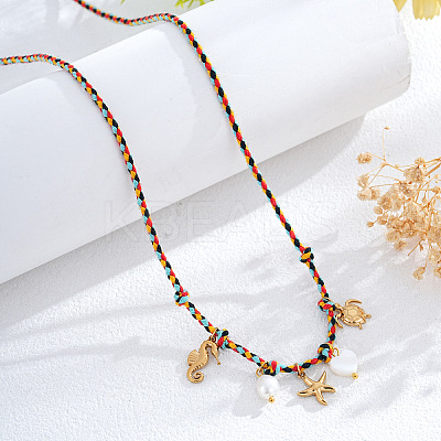Summer Beach Braided Rope Bib Necklaces SZ6362-2-1
