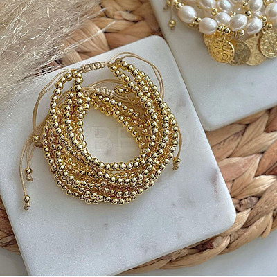 Brass Round Beaded Braided Beaed Bracelets WT6020-1-1