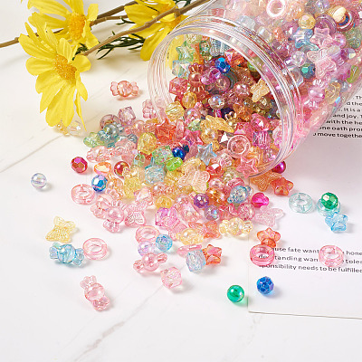 800Pcs 8 Style Transparent Acrylic Beads TACR-FW0001-05-1