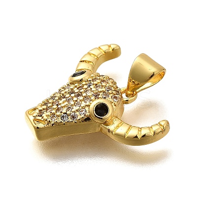 Rack Plating Brass Micro Pave Cubic Zirconia Pendants KK-L226-054G-01-1