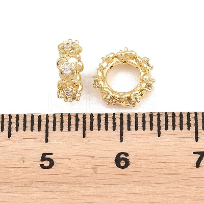 Brass Micro Pave Cubic Zirconia European Beads KK-K297-50KCG-1