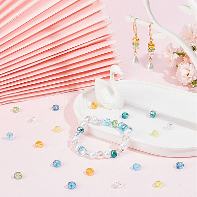 140Pcs 7 Style Electroplate Transparent Glass Beads Strands EGLA-SC0001-22-1