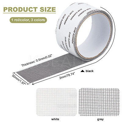 3 Rolls 3 Colors Self-adhesive Plastic Window Screen Repair Tapes FIND-AR0002-26-1