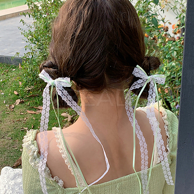 10Pcs 5 Colors  Polyester Resin Bowknot Hair Clips PHAR-CN0001-05-1