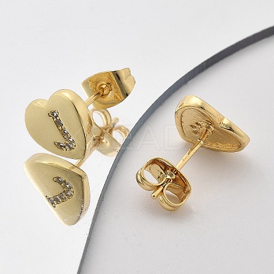 Rack Plating Brass Micro Pave Clear Cubic Zirconia Stud Earrings EJEW-K299-01G-J-1