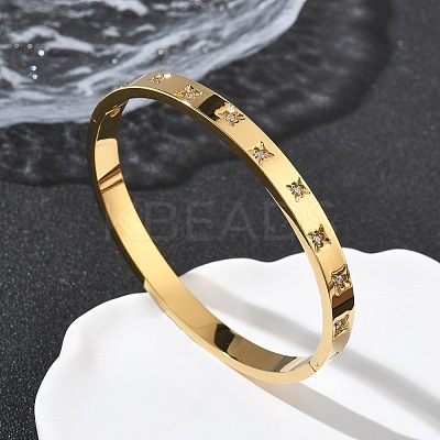 304 Stainless Steel Cubic Zirconia Himged Bangles for Women BJEW-F506-01G-1