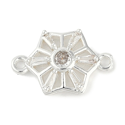 Brass Clear Cubic Zirconia Connector Charms KK-I719-02S-1
