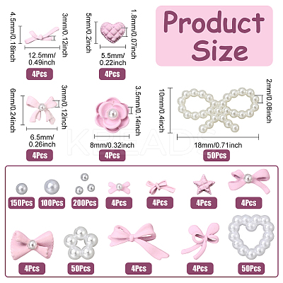 644Pcs Alloy & Acrylic & ABS Plastic Imitation Pearl Cabochons MRMJ-SP0001-13-1