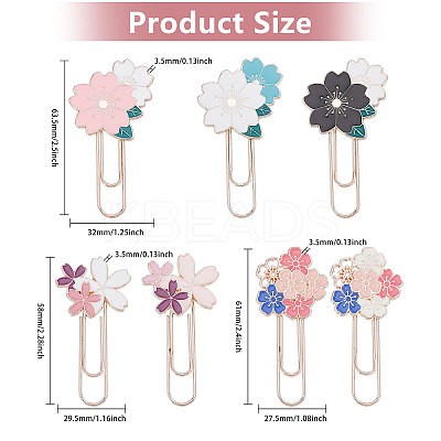 7 Pcs 7 Style Rose Gold Tone Zinc Alloy Enamel Bookmarks AJEW-GL0001-88-1