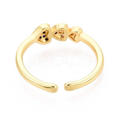 Brass Micro Pave Cubic Zirconia Cuff Rings for Women KK-T071-61G-1