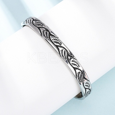 Retro 316 Surgical Stainless Steel Cuff Bangles BJEW-C142-11A-AS-1