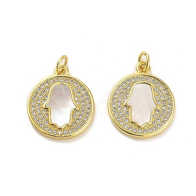 Brass Micro Pave Clear Cubic Zirconia Pendants KK-K365-02F-G-1
