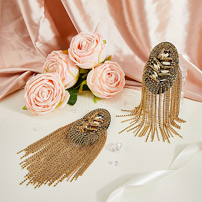 2Pcs Detachable Iron Tassel Epaulettes FIND-FH0005-44G-1