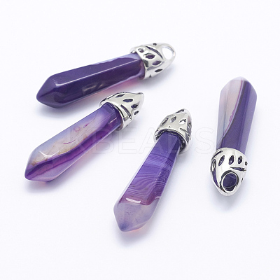 Dyed Bullet Natural Agate Pointed Pendants G-E332-C20-1