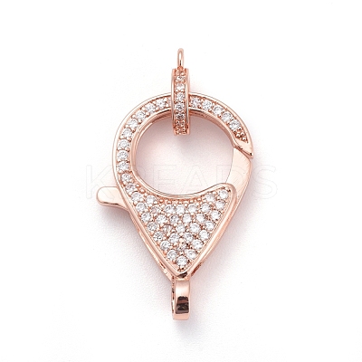 Brass Micro Pave Cubic Zirconia Lobster Claw Clasps ZIRC-K081-95RG-02-1