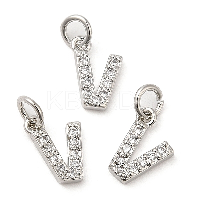 Brass Micro Pave Grade AAA Cubic Zirconia Charms ZIRC-P067-11P-V-NR-1