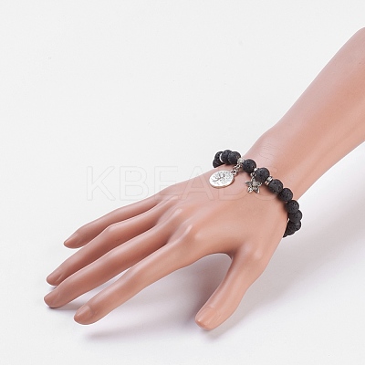 Natural & Synthetic Mixed Stone Stretch Bracelets BJEW-JB03772-1