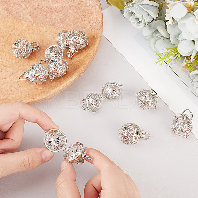 10Pcs 5 Styles Rack Plating Brass Cage Pendants KK-FI0001-10-1