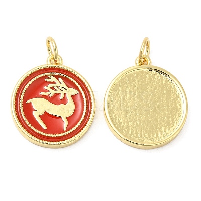 Christmas Rack Plating Brass Enamel Pendants KK-D037-03B-G-1