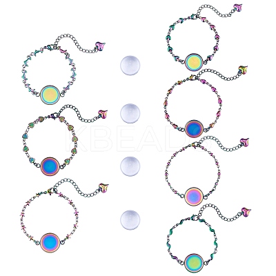 DIY Rainbow Color Blank Dome Link Bracelet Making Kit DIY-SZ0009-08-1