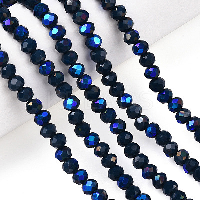 Electroplate Opaque Solid Color Glass Beads Strands EGLA-A044-P8mm-L16-1