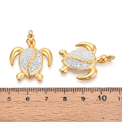 Ion Plating(IP) 304 Stainless Steel Polymer Clay Rhinestone Pendants STAS-N115-17G-1