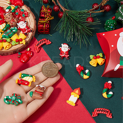 72Pcs 12 Styles Christmas Plastic Cabochons FIND-SC0011-30-1