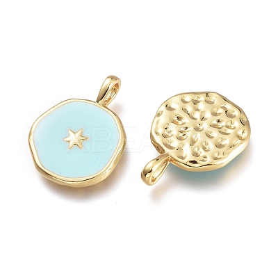 Brass Enamel Pendants KK-K248-02B-G-1