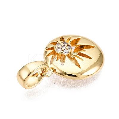Brass Micro Pave Cubic Zirconia Pendants KK-T070-38G-1