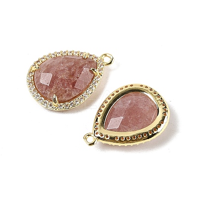 Natural Strawberry Quartz Faceted Teardrop Pendants G-I382-01G-08-1