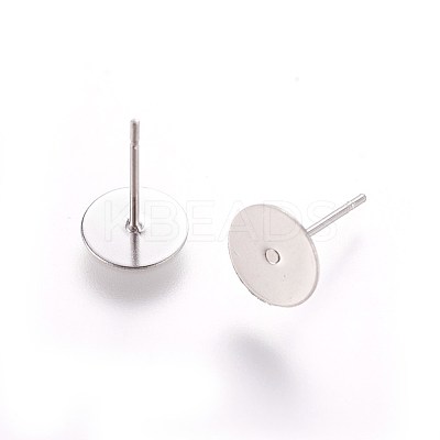 Tarnish Resistant 304 Stainless Steel Flat Round Blank Peg & Post Ear Studs Findings X-STAS-E025-3-1
