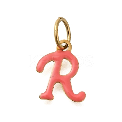 Ion Plating(IP) 304 Stainless Steel Enamel Alphabet Charms STAS-F308-02G-R-1