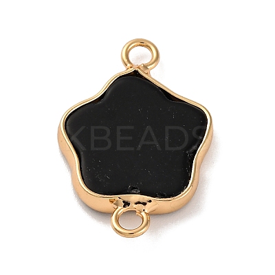 Natural Black Stone Flower Connector Charms KK-U042-17G-07-1