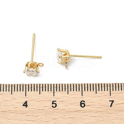 SHEGRACE Brass Clear Cubic Zirconia Flat Round Stud Earring Findings XGR0102G-117G-1
